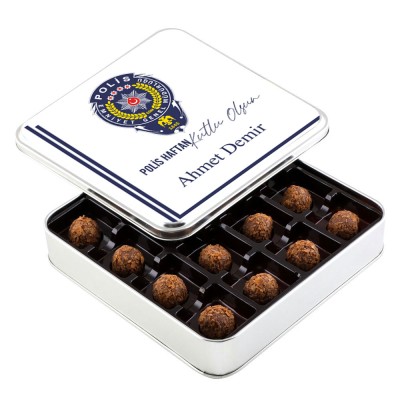 10 Nisan Polis Haftasına Özel Tahinli Truffle Çikolata (Metal Kutu) - Hacı Şerif