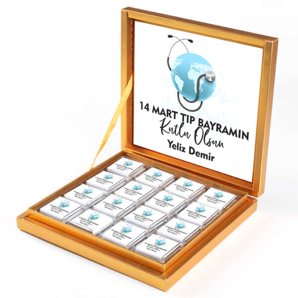 Tıp Bayramı Hediye 32 Adet Madlen Çikolata Gold Kutu - 1