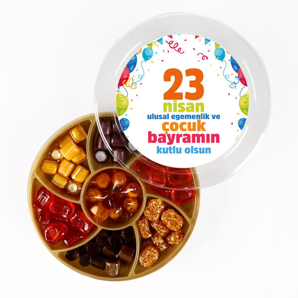 23 Nisan Hediyesi El Yapımı Karışık Akide Şekeri 400g (Yuvarlak Kutu) - 1