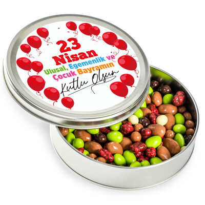 23 Nisan Hediyesi Karışık Draje (Metal Yuvarlak Kutu) - 1