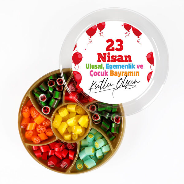 23 Nisan Hediyesi Meyve Aromalı Karışık Akide Şekeri Şöleni 400g (Yuvarlak Kutu) - 1