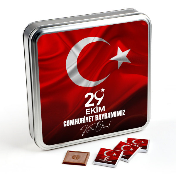 29 Ekim Cumhuriyet Bayramı Hediyesi 32 Adet Madlen Çikolata (Metal Kutu) - 2