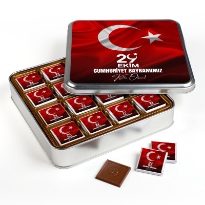 29 Ekim Cumhuriyet Bayramı Hediyesi 32 Adet Madlen Çikolata (Metal Kutu) - 1