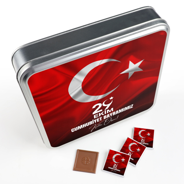 29 Ekim Cumhuriyet Bayramı Hediyesi 32 Adet Madlen Çikolata (Metal Kutu) - 5