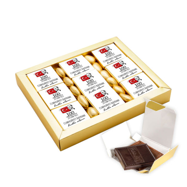 29 Ekim Cumhuriyet Bayramı Hediyesi 9 Lu Madlen Çikolata+Draje (Beyaz) - 1