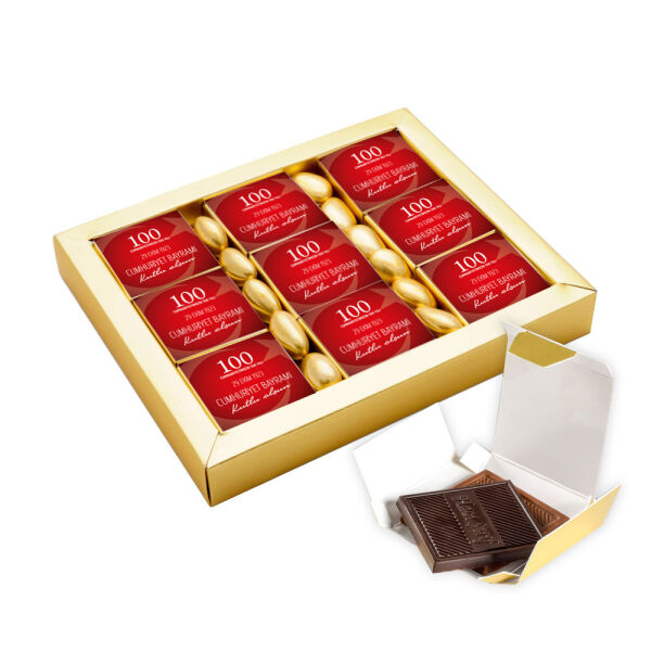 29 Ekim Cumhuriyet Bayramı Hediyesi 9 Lu Madlen Çikolata+Draje (Kırmızı) - 1