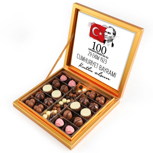 29 Ekim Cumhuriyet Bayramı Hediyesi Kahve Drajeli Special Çikolata 290g (Gold Kutu) (Beyaz) - 1