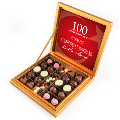 29 Ekim Cumhuriyet Bayramı Hediyesi Kahve Drajeli Special Çikolata 290g (Gold Kutu) (Kırmızı) - 1