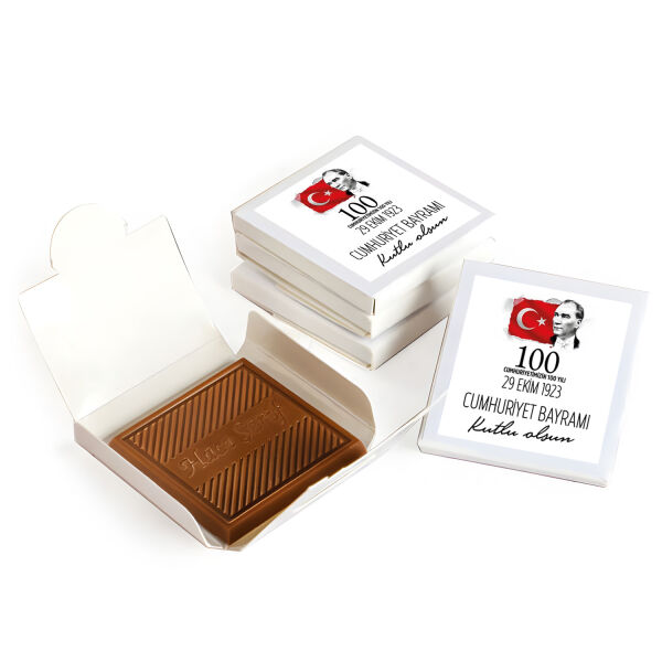 29 Ekim Cumhuriyet Bayramı Hediyesi Sütlü Madlen Çikolata (Tek Madlen) (Beyaz) - 1