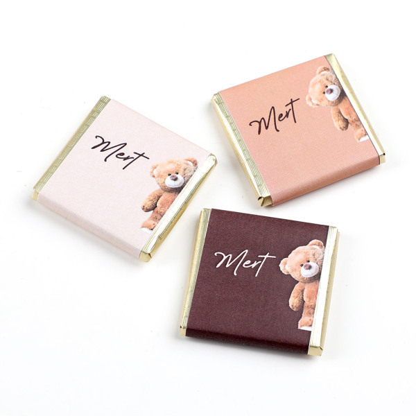 3 Renk İsimli Dekorlu Bebek Madlen Çikolatası Pleksi Krem Kutu - 3