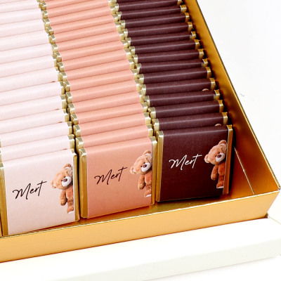 3 Renk İsimli Dekorlu Bebek Madlen Çikolatası Pleksi Krem Kutu - 2