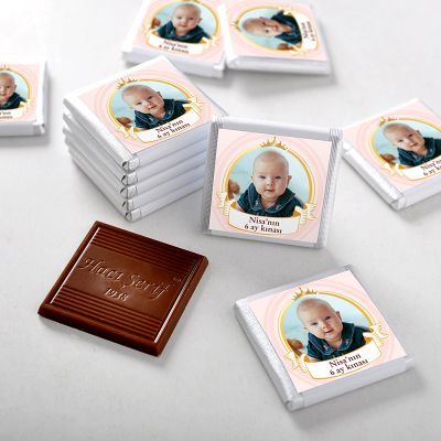 6 Ay Kınası Fotoğraflı Kız Bebek Çikolatası (70 Adet Madlen Çikolata) - 2