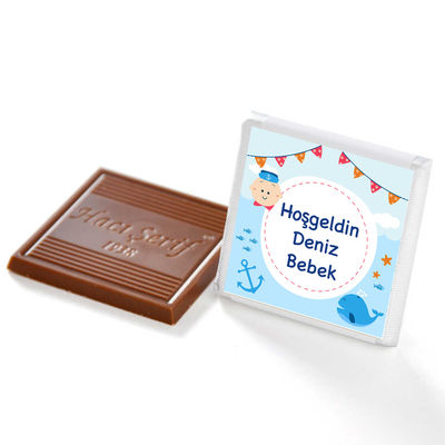 72 pc. Personalized Chocolates in a Lovely Gift Box for Baby Boy Shower & Newborn Celebration - 14