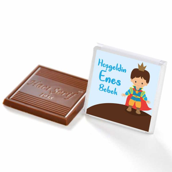 72 pc. Personalized Chocolates in a Lovely Gift Box for Baby Boy Shower & Newborn Celebration - 2