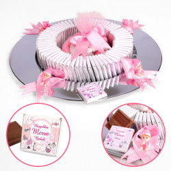 Adorable Baby Girl Chocolate Tray with 70 pc Personalized Chocolates & Chocolate Dragees. - 14