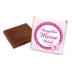 Adorable Baby Girl Chocolate Tray with 70 pc Personalized Chocolates & Chocolate Dragees. - 9