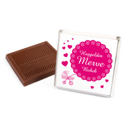 Adorable Baby Girl Chocolate Tray with 70 pc Personalized Chocolates & Chocolate Dragees. - 13