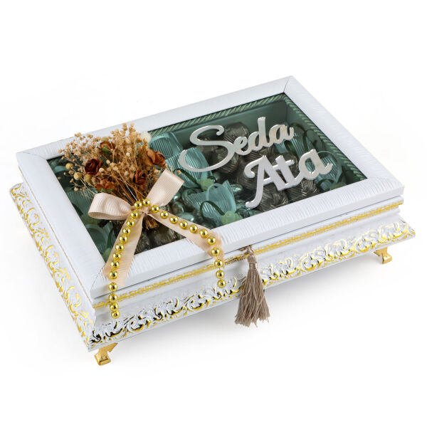 Ahşap Camlı Kız İsteme Çikolata Sandığı - 1