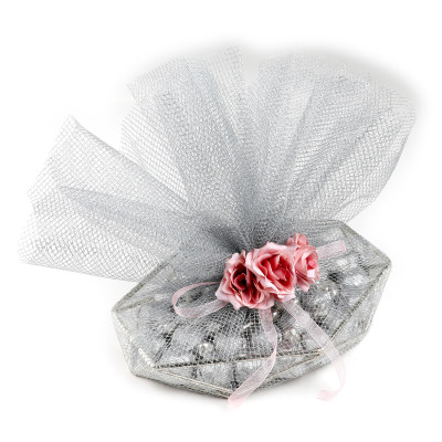 Altıgen Gümüş Aynalı Tepsi Söz Nişan Çikolatası - 1