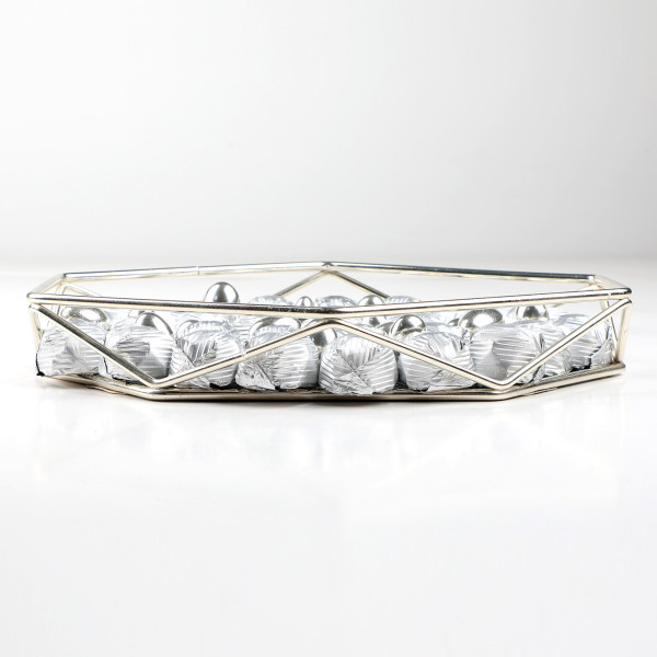 Altıgen Gümüş Aynalı Tepsi Söz Nişan Çikolatası - 6