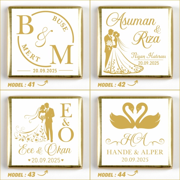 Altın Ayaklı Cam Tabak Söz Nişan Kız İsteme Çikolatası - 14