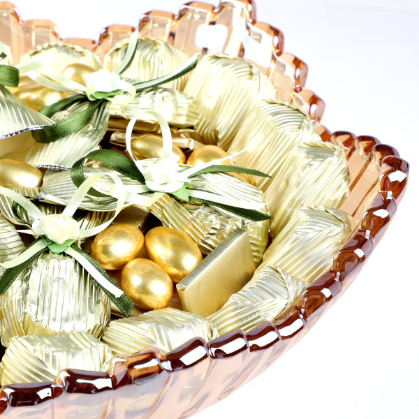 Altın Ayaklı Cam Tabak Söz Nişan Kız İsteme Çikolatası - 19