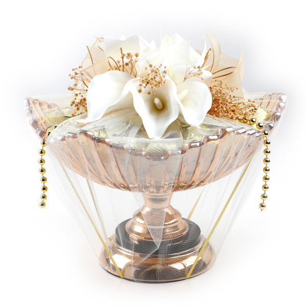 Altın Ayaklı Cam Tabak Söz Nişan Kız İsteme Çikolatası - 1