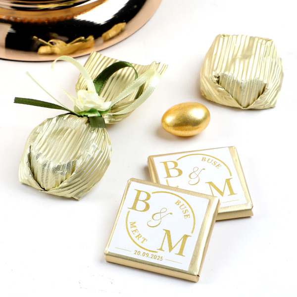 Altın Ayaklı Cam Tabak Söz Nişan Kız İsteme Çikolatası - 3