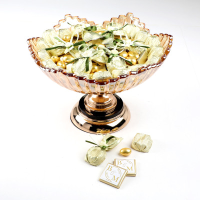 Altın Ayaklı Cam Tabak Söz Nişan Kız İsteme Çikolatası - 2