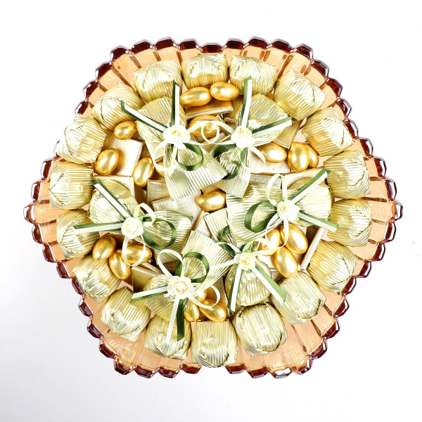 Altın Ayaklı Cam Tabak Söz Nişan Kız İsteme Çikolatası - 17