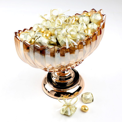 Altın Ayaklı Oval Cam Tabak Söz Nişan Kız İsteme Çikolatası - 2