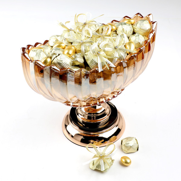 Altın Ayaklı Oval Cam Tabak Söz Nişan Kız İsteme Çikolatası - 2