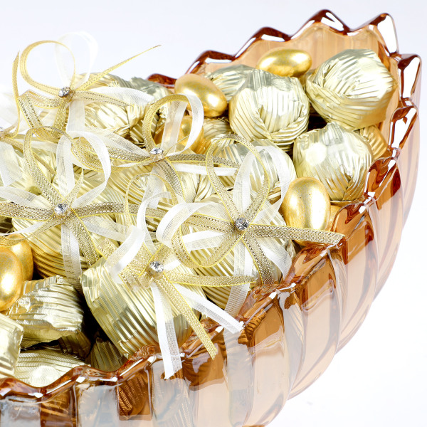 Altın Ayaklı Oval Cam Tabak Söz Nişan Kız İsteme Çikolatası - 5