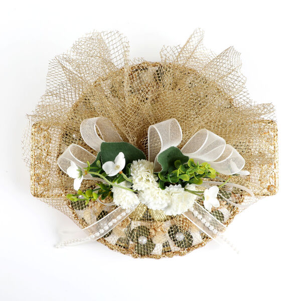 Altın Renk Aynalı Kız İsteme Yuvarlak Tepsi Söz Nişan Çikolatası - 6