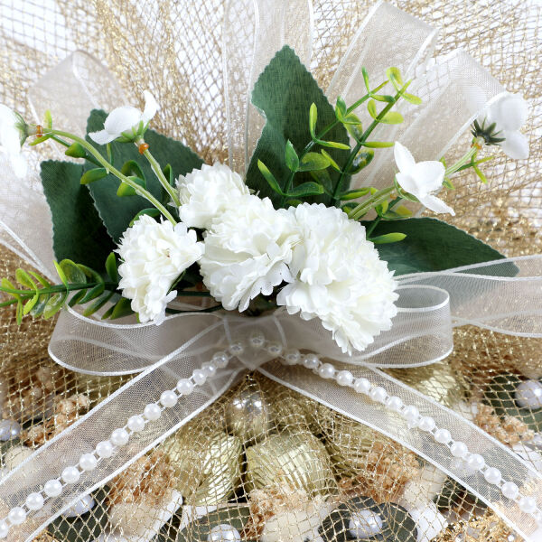 Altın Renk Aynalı Kız İsteme Yuvarlak Tepsi Söz Nişan Çikolatası - 9