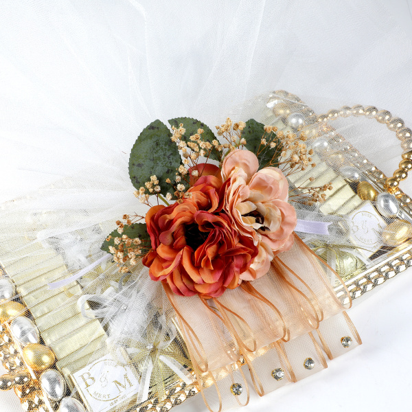 Altın Renk Büyük Tepside Kız İsteme Söz Nişan Çikolatası - 2