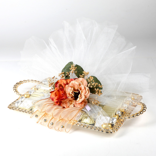 Altın Renk Büyük Tepside Kız İsteme Söz Nişan Çikolatası - 18