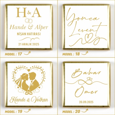 Altın Renk Büyük Tepside Kız İsteme Söz Nişan Çikolatası - 8