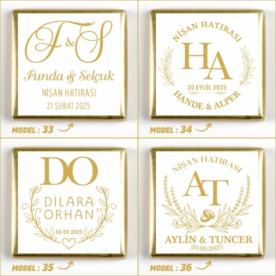 Altın Renk Büyük Tepside Kız İsteme Söz Nişan Çikolatası - 12