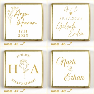 Altın Renk Büyük Tepside Kız İsteme Söz Nişan Çikolatası - 15