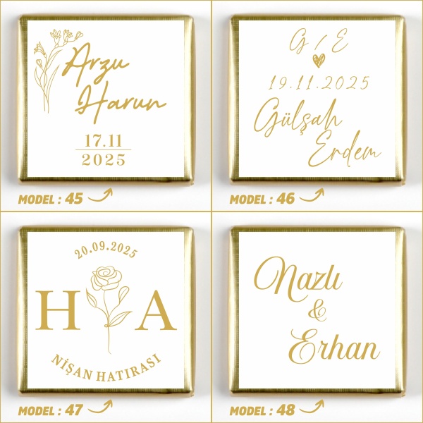 Altın Renk Büyük Tepside Kız İsteme Söz Nişan Çikolatası - 15