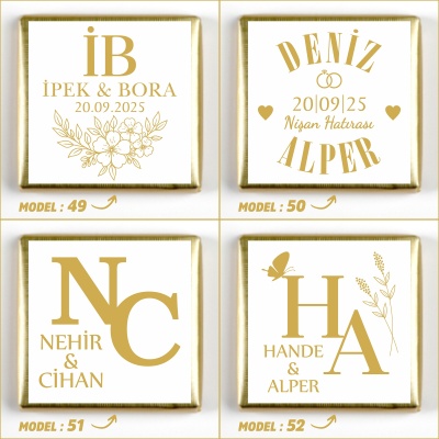 Altın Renk Büyük Tepside Kız İsteme Söz Nişan Çikolatası - 16