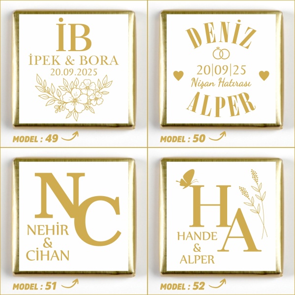 Altın Renk Büyük Tepside Kız İsteme Söz Nişan Çikolatası - 16