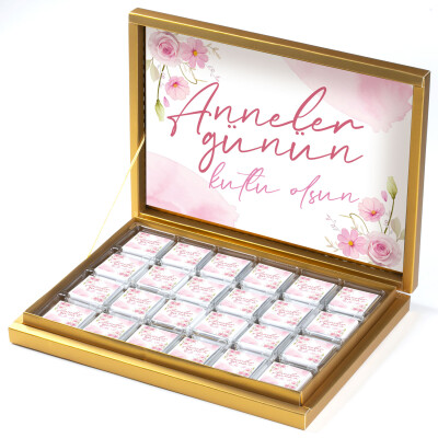 Anneler Günü Hediyesi 48 Adet Madlen Çikolata Gold Kutu - 1