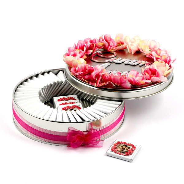 Anneler Günü Hediyesi Gül Dekorlu Metal Kutuda Fotoğraflı Malden Çikolata - 4