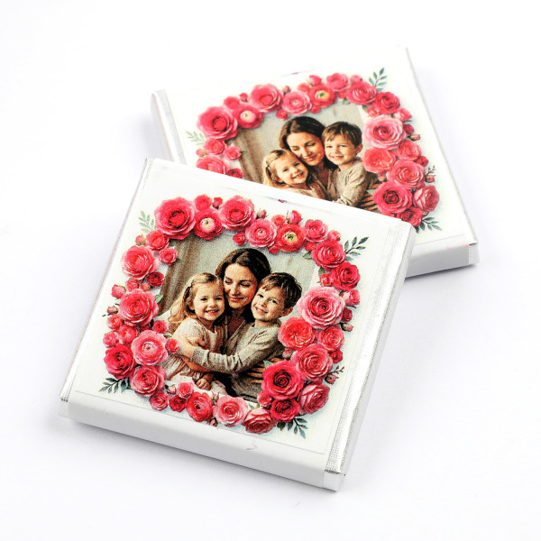 Anneler Günü Hediyesi Gül Dekorlu Metal Kutuda Fotoğraflı Malden Çikolata - 2