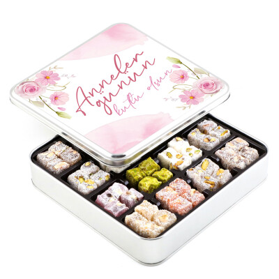 Anneler Günü Hediyesi Karışık Çifte Kavrulmuş Lokum (Metal Kutu) - 1