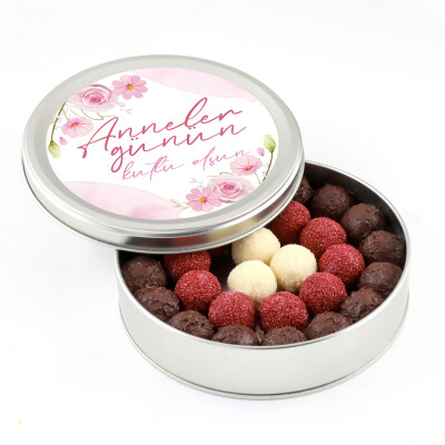 Anneler Günü Hediyesi Karışık Special Truffle Çikolata (Yuvarlak Metal Kutu) - 1