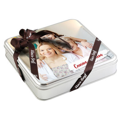 Anneye Fotoğraflı Hediye Tahinli Truffle Çikolata (Metal Kutu) - 3