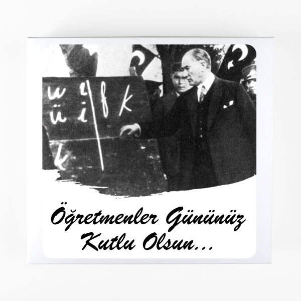 Atatürk Temalı Öğretmenler Günü Hediyesi Çikolatin 450g Motif Desenli Kutu Çanta - 5